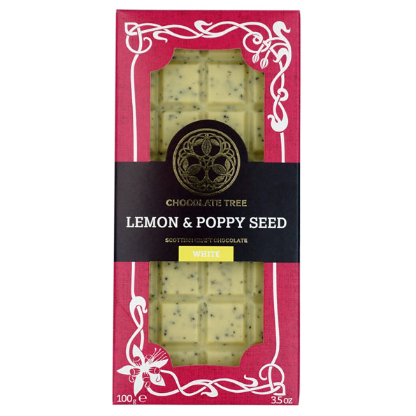 Chocolate Tree Lemon & Poppy Seed White Chocolate Bar - Guzzl
