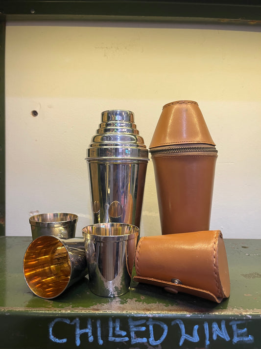 Mid Century German Travel Cocktail Set with Leather Case