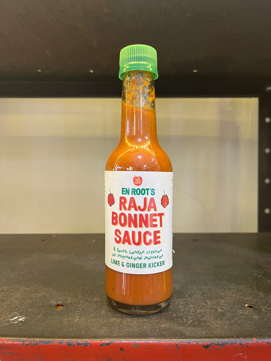 En Root's Lime and  Ginger Raja Bonnet hot sauce