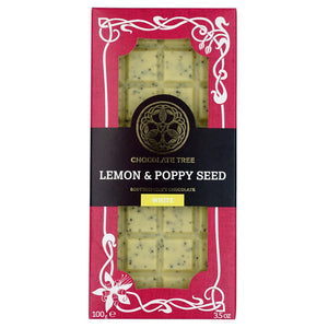 Chocolate Tree Lemon & Poppy Seed White Chocolate Bar - Guzzl