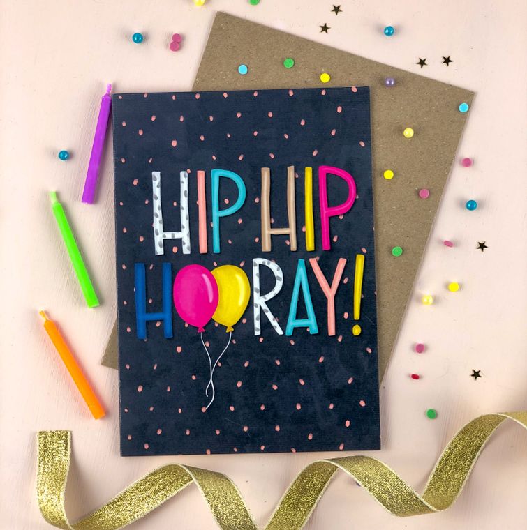 Hip Hip Hooray - celebration card - Guzzl