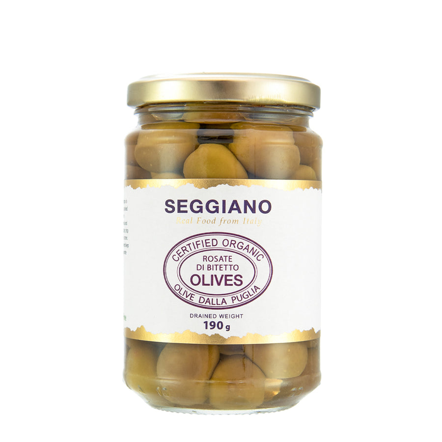 Organic Rosate di Bitetto Olives 190g - Guzzl